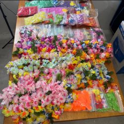 Huge Lot of Lei’s Hula skirts headbands wristband Lua Party lot