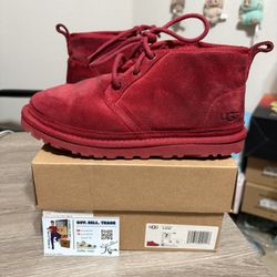 Size 7 women’s - UGG CLASSIC NEUMEL SAMBA RED SUEDE/ WOOL ANKLE BOOTS