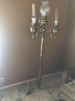 RARE Duplex Antique Brass Parlor Floor Lamp