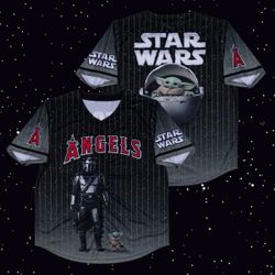 LA Angels Star Wars Mandalorian & Grogu Baseball Jersey