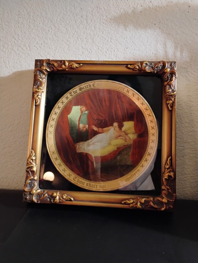 Danbury Mint 24k Gold Framed Plate - The Sixth Commandment by Mary Mayo