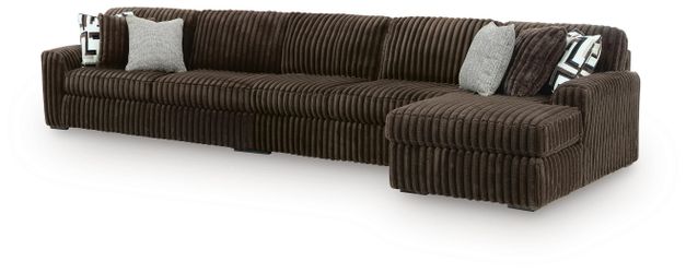Midnight-Madness Chocolate 3-Piece Sectional with RAF Chaise (Online Special Price)