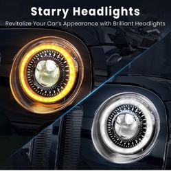 HWSTAR New 1000% Bright Anti-glare 7 Inch Led Headlights Round Compatible with Jeep Wrangler JK JKU