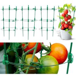 18 Inch-4 Pack Adjustable Tomato Cages, 3 Adjustable Rings Plant Support Garden Trellis for Tomatoes, Cucumbers, Vegetables, Flowers, Roses & Climbing