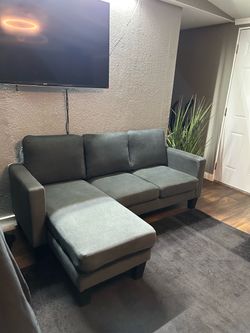 Gray Fabric Sectional Sofa with Chaise