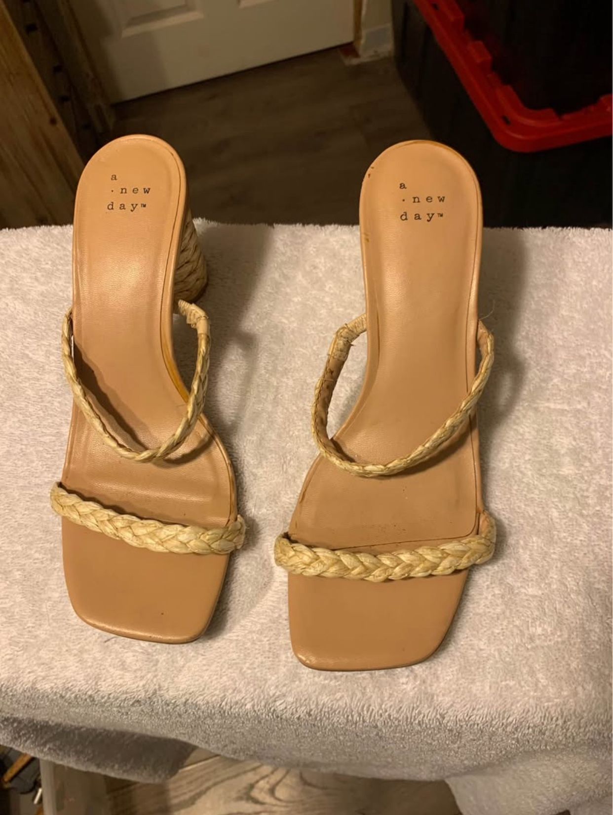 Pair Of Women’s A New Day Braided Miley Tan Slip-On Size 7.5