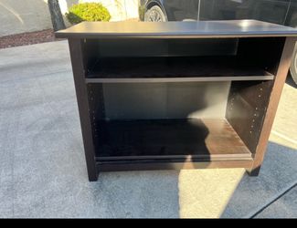 Dark Brown Wood TV Stand with Shelves