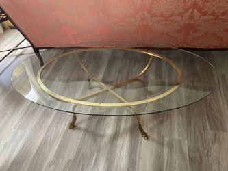 Glass Top Brass Coffee Table