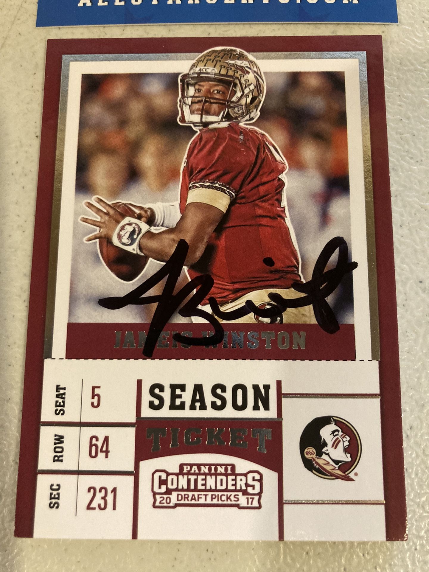 Jameis Winston Autographed Card with COA