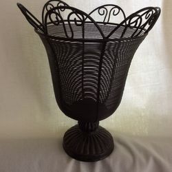 Metal Vase Can Hold A Large Candle Or Artificial Flowers Etc.