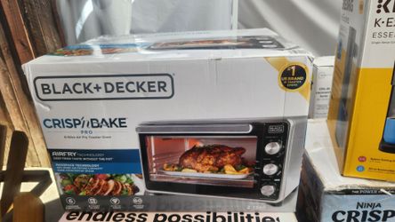 Black + Decker Crisp 'N Bake PRO 6-Slice Air Fryer Toaster Oven with Basket, Pan, Rack & Tray, Stainless Steel