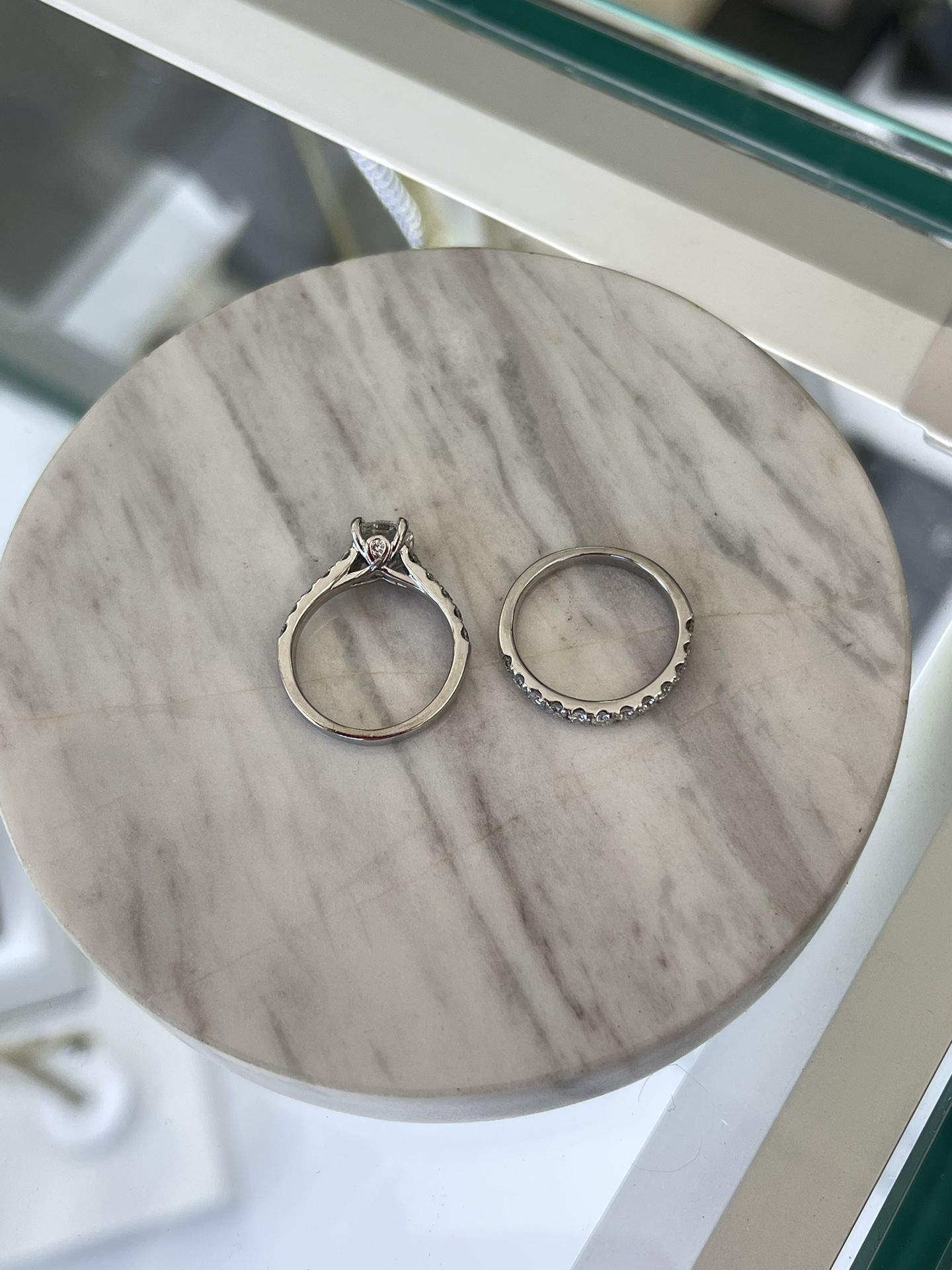 14k White Gold Diamond Wedding Ring Set