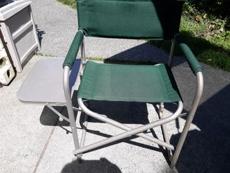 CAMPING CHAIR with table green canvas folding