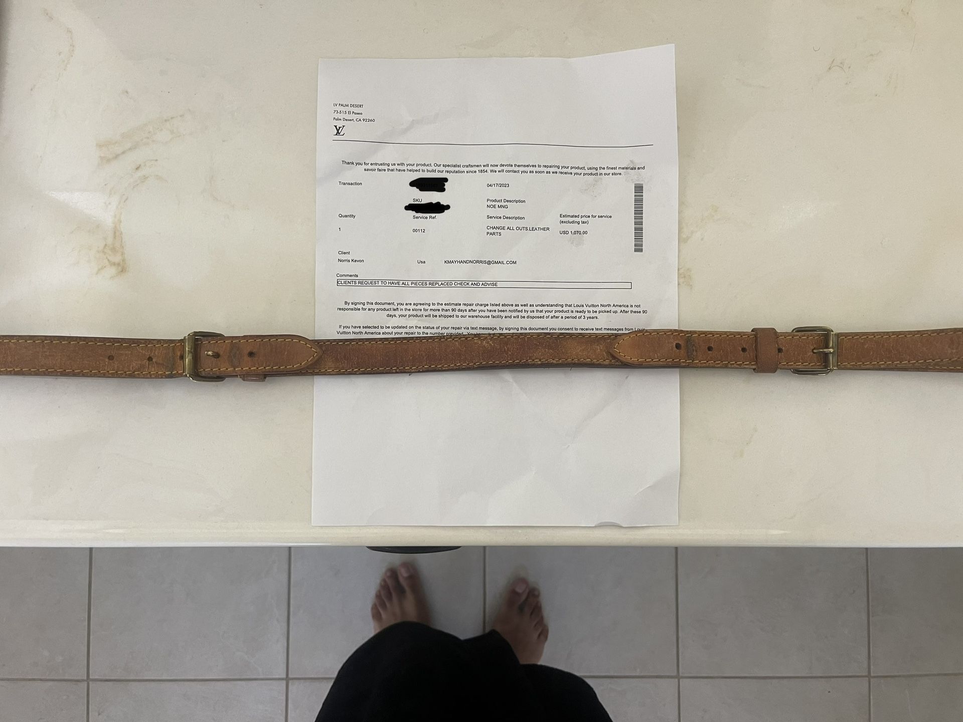 Louis Vuitton Leather Strap (Authentic)