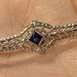 Beautiful Sterling Silver With Real Sapphire Pin