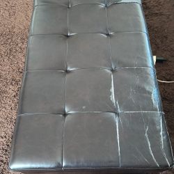 Vinyl Ottoman with Storage and Shelf