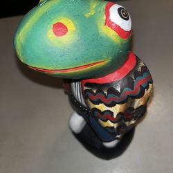 Funky Frog Wooden Sculpture