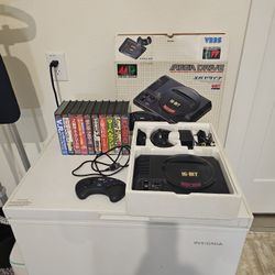 Original JDM SEGA Mega Drive In Original Box  With 10 Games