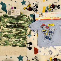 Paw Patrol and Star Wars 2 Pack Shirts Size 12 Months. Price Is For Each Set