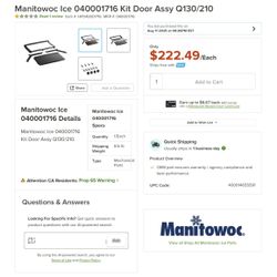 Ice Maker Replacement Door Assembly