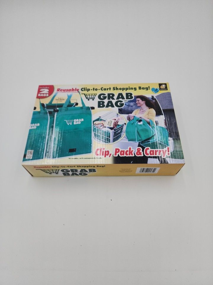Grab Bag Grocery Shopping Clip to Cart Expandable Pocket (2 Pack Bags)