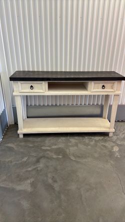 Two-Tone Wood Console Table with Drawers