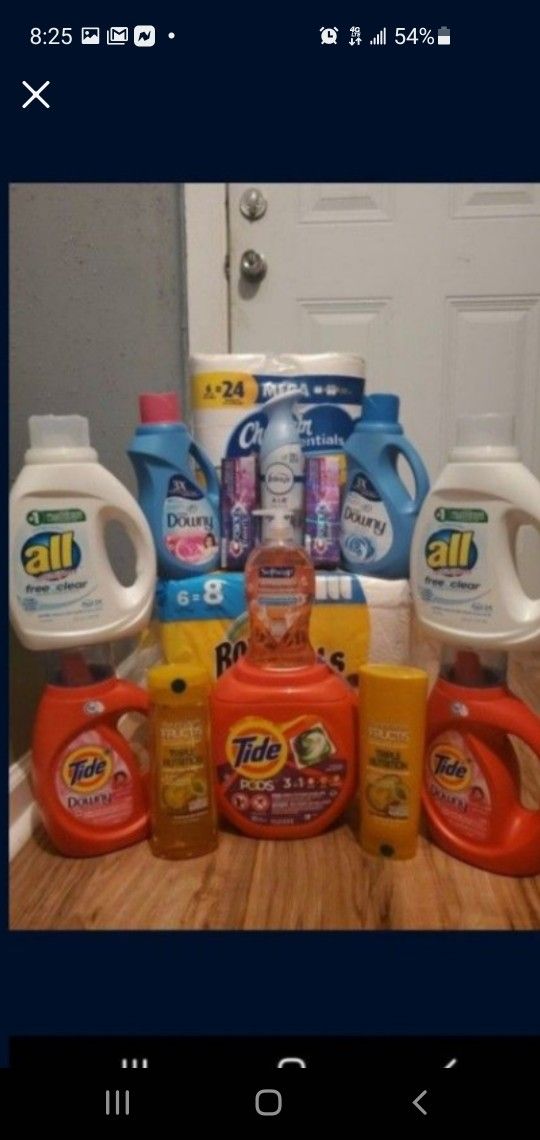 Super Buy!!! Charmin,  Bounty,  Garnier, Tide ,All, Downy, Crest Toothpaste,  Febreze, Softsoap!!Everything In The Picture!!