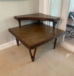 MidCentury Bamboo Rattan Corner Side Table