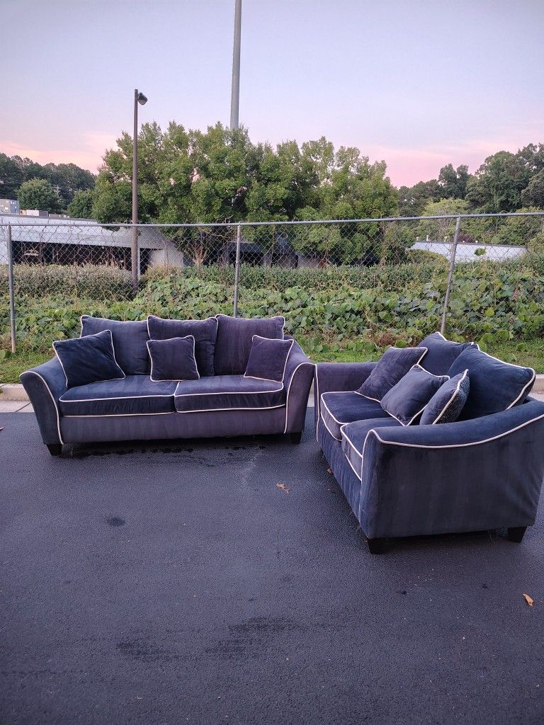 American Signature Navy Blue Sofa And Loveseat
