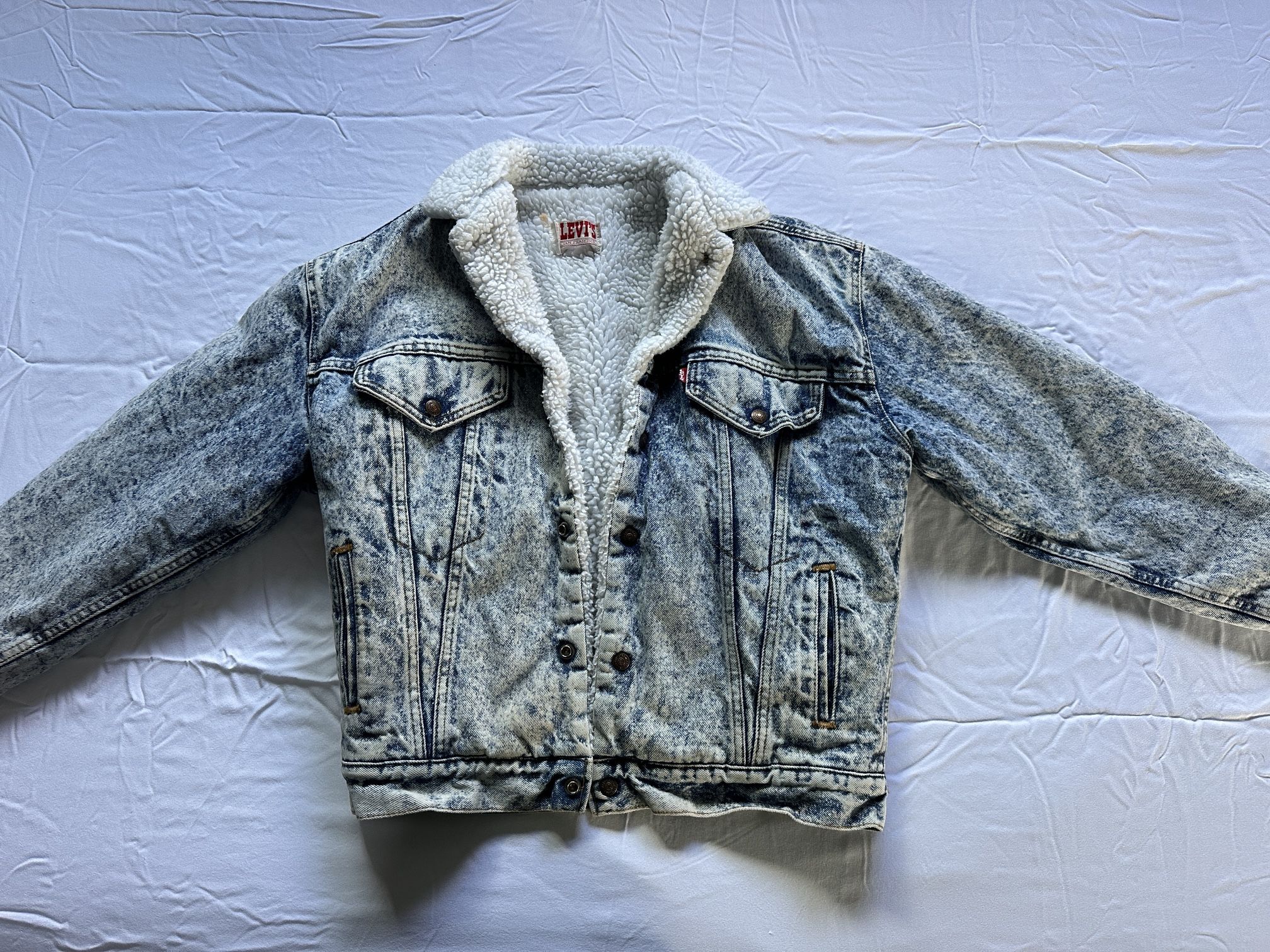 Vintage Levi’s Sherpa Lined Acid Wash Jacket XL Fits Like L