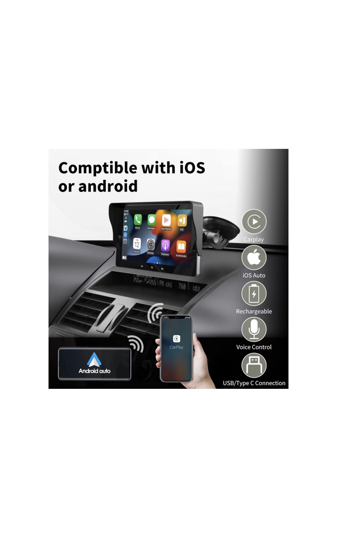   ◦    7" HD Double Din Car Stereo,Portable Wireless Touch Screen 