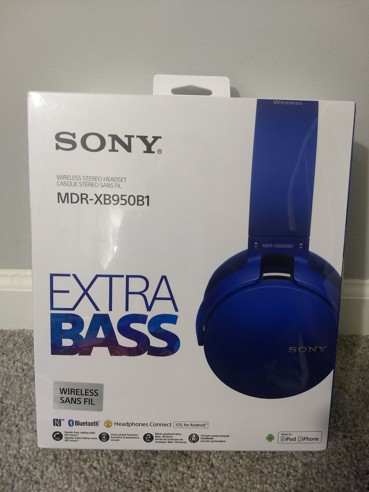 NEW SEALED Sony MDR-XB950B1 Extra Bass Headband Wireless Headphones - Bluetooth