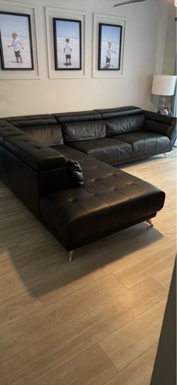 Black leather couch