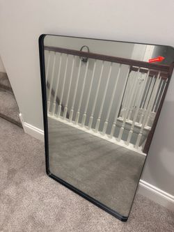 24" x 36" Black Metal Framed Wall Mirror – Rounded Corners (Brand New)