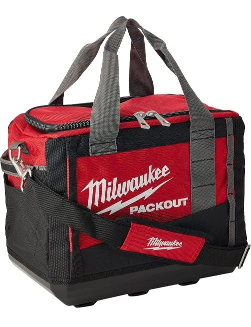 Milwaukee bag tool Milwaukee 48-22-8321 Tool Bag, 9.6 in W, 15 in D, 12.2 in H, 2 -Pocket, Polyester, Black/Red