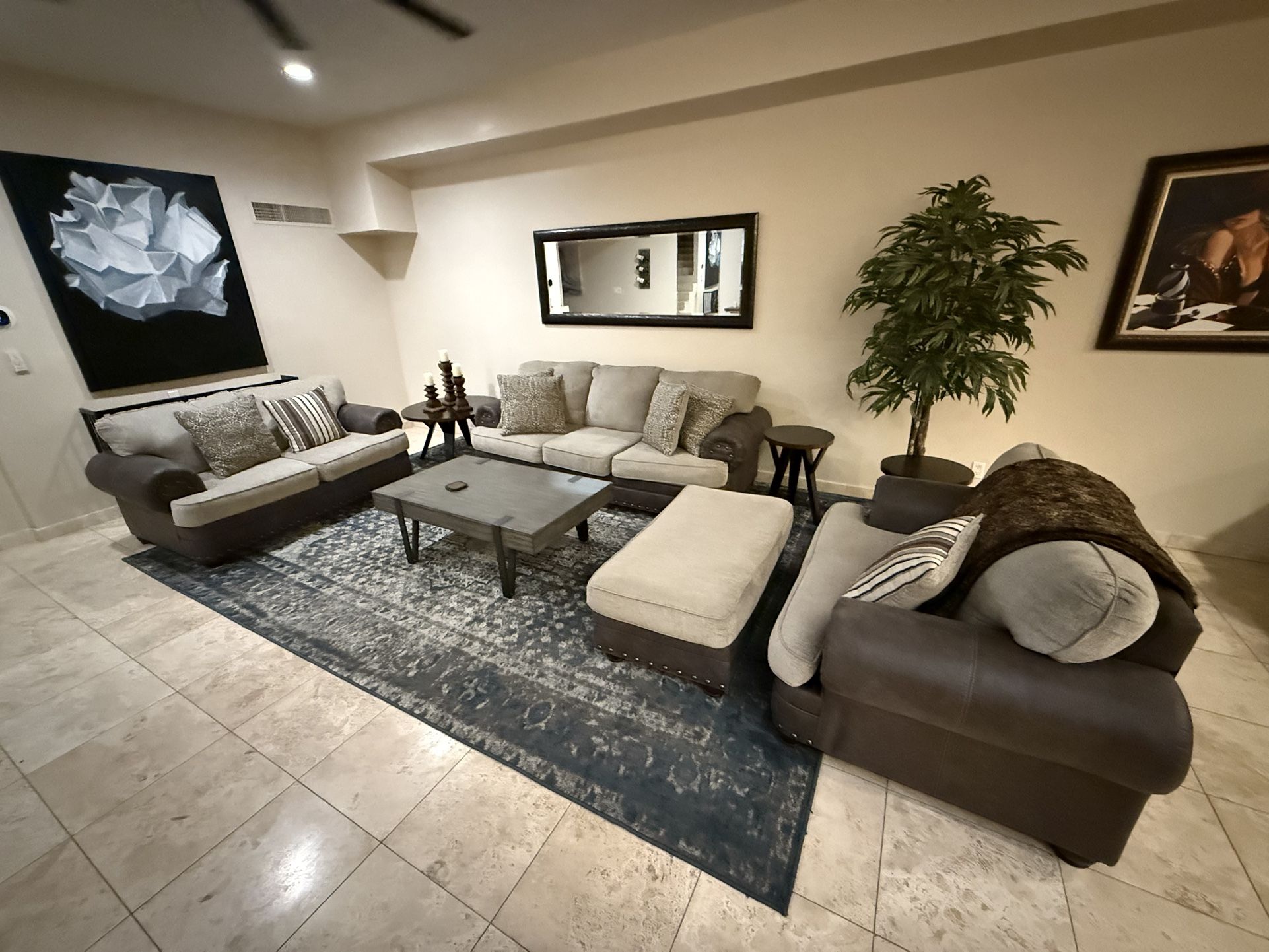 AMAZING DEAL! Full Livingroom Set- Includes Sofa/ Love Seat / Chair / Ottoman / Rug / All Tables