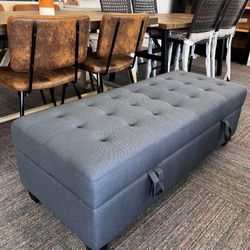 Storage Ottoman Footstool Organizer, 51.2'' Tufted Customized Ottoman, New