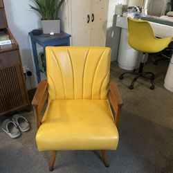 chair, gold naugahyde, handmade1950's