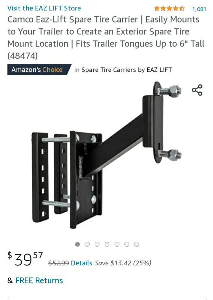 Camco Eaz-lift Spare Tire Carrier Mount Rack for Trailer 