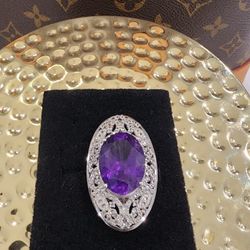 Gorgeous Edwardian Amethyst Cocktail Ring New