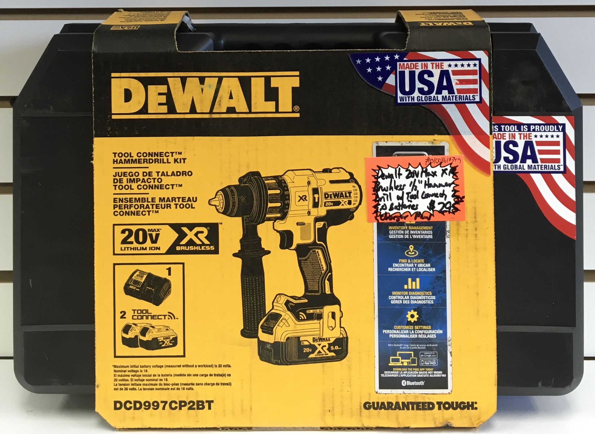 Dewalt 20V Max XR Brushless 1/2” Hammer Drill W/ Tool Connect , 2  5.0 Batteries & Charger New 