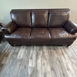 Leather Couch and Tables 