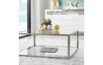 Glass and chrome coffee table