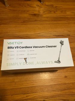 Brand New Vactidy Blitz V9 Cordless Vacuum Cleaner Selling a brand new Vactidy Blitz V9 Cordless Stick Vacuum Cleaner in box. Powerful Suction: Brus