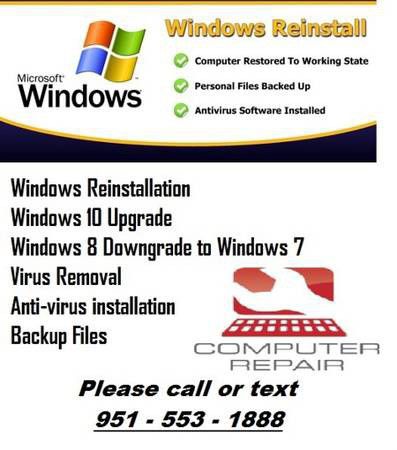 Computer Repair - Virus Removal - Windows Reinstall