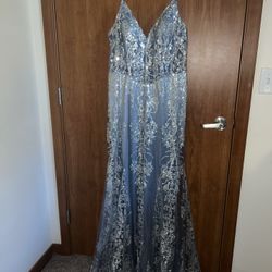 Glitter print V neck Mermaid dress by adora (3053N)