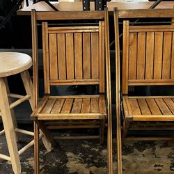 A Pair Of Antique Wood Folding  Chairs