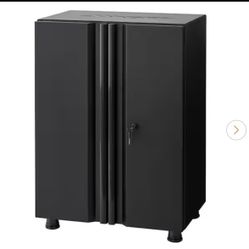 Regular Duty Welded 24-Gauge Steel 2-Door Garage Base Cabinet in Black (24 in. W x 33 in. H x 16 in. D)