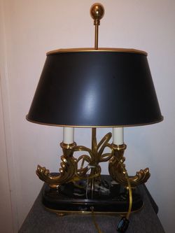 Vintage brass and marble bouillotte table lamp !!