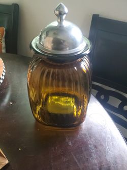 Large Amber Glass Jar